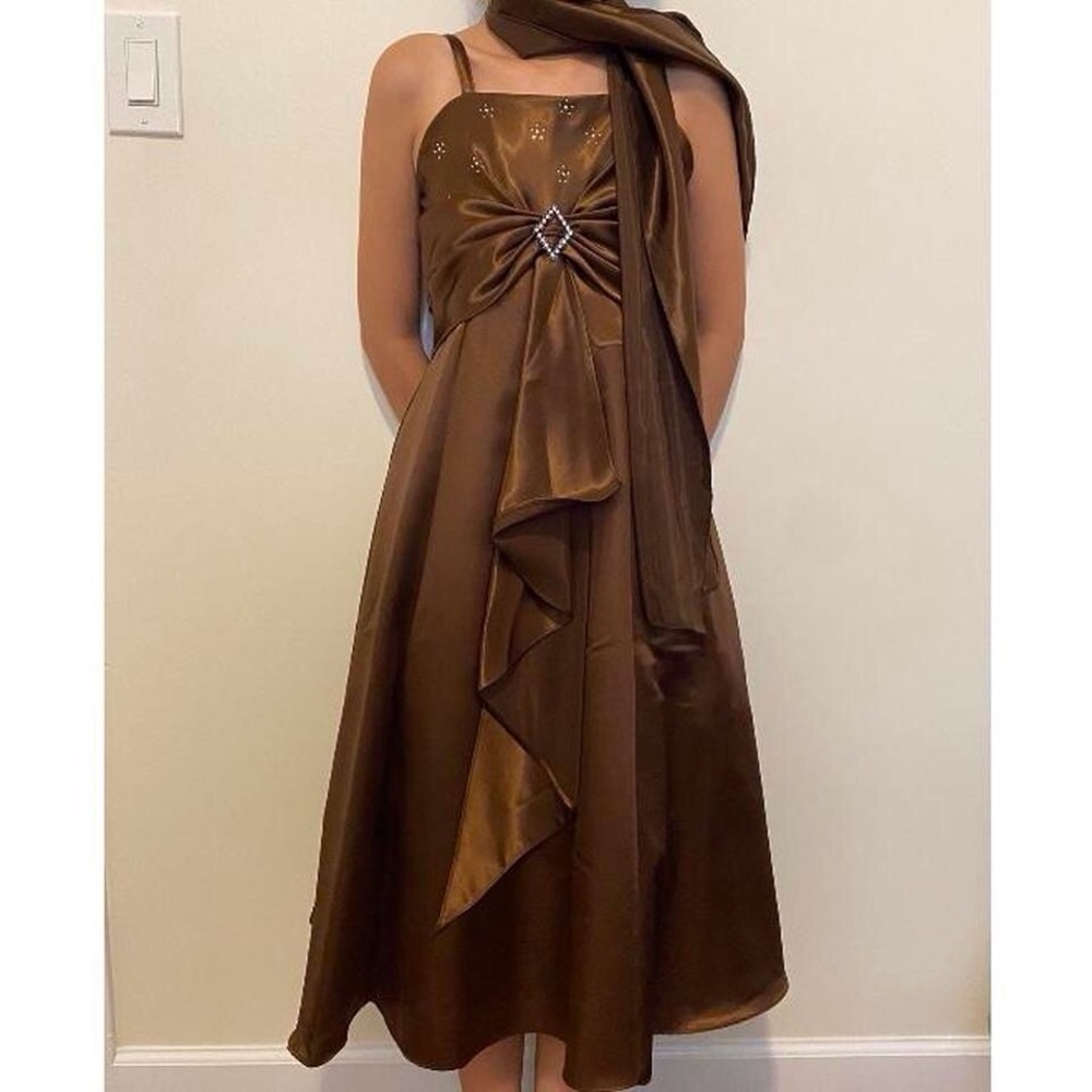 Kids Girl Princess Elegant Brown Evening Dress